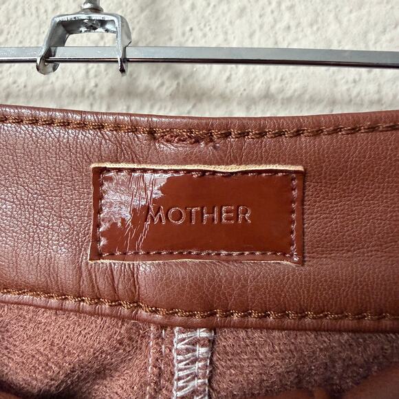Mother The Mid Rise Dazzler Ankle Pants Faux Leather Friar Brown Size 30 - Picture 4 of 8